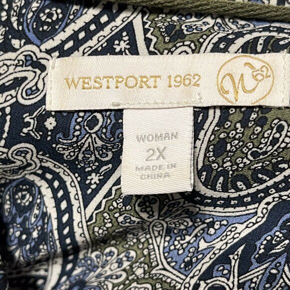 Westport 1962 Womens Black White Blue Paisley Button-Down Long Sleeve Shirt 2X - Picture 6 of 9